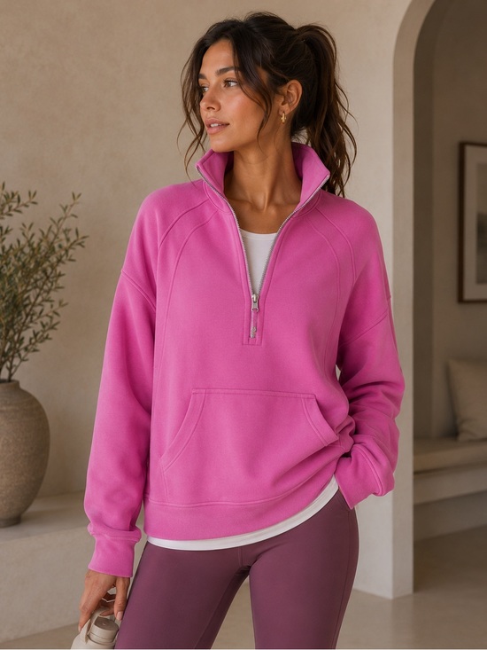 lululemon athletica Tops - Lululemon Women’s Size XL/XXL Scuba Oversized Funnel-Neck Half Zip Pink Peony